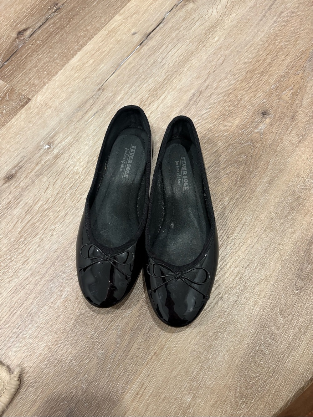 Black Patent Ballet Flats with Bow -